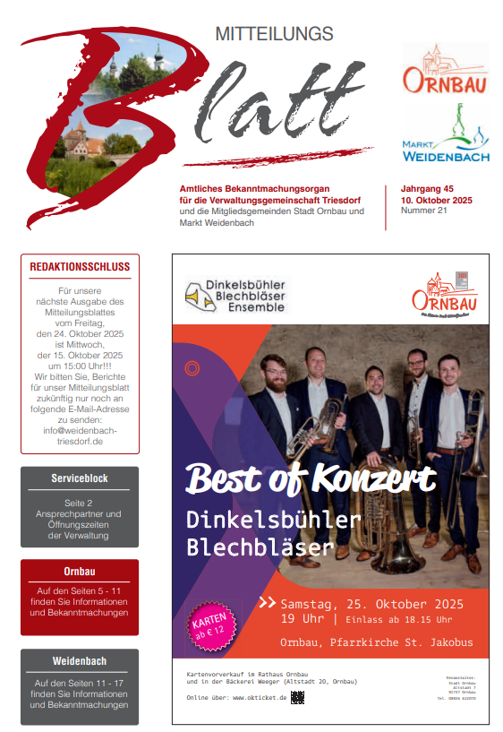 Mitteilungsblatt Nr. 21 vom 10.10.2025