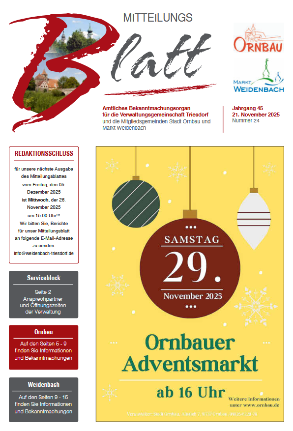 Mitteilungsblatt Nr. 24 vom 21.11.2025