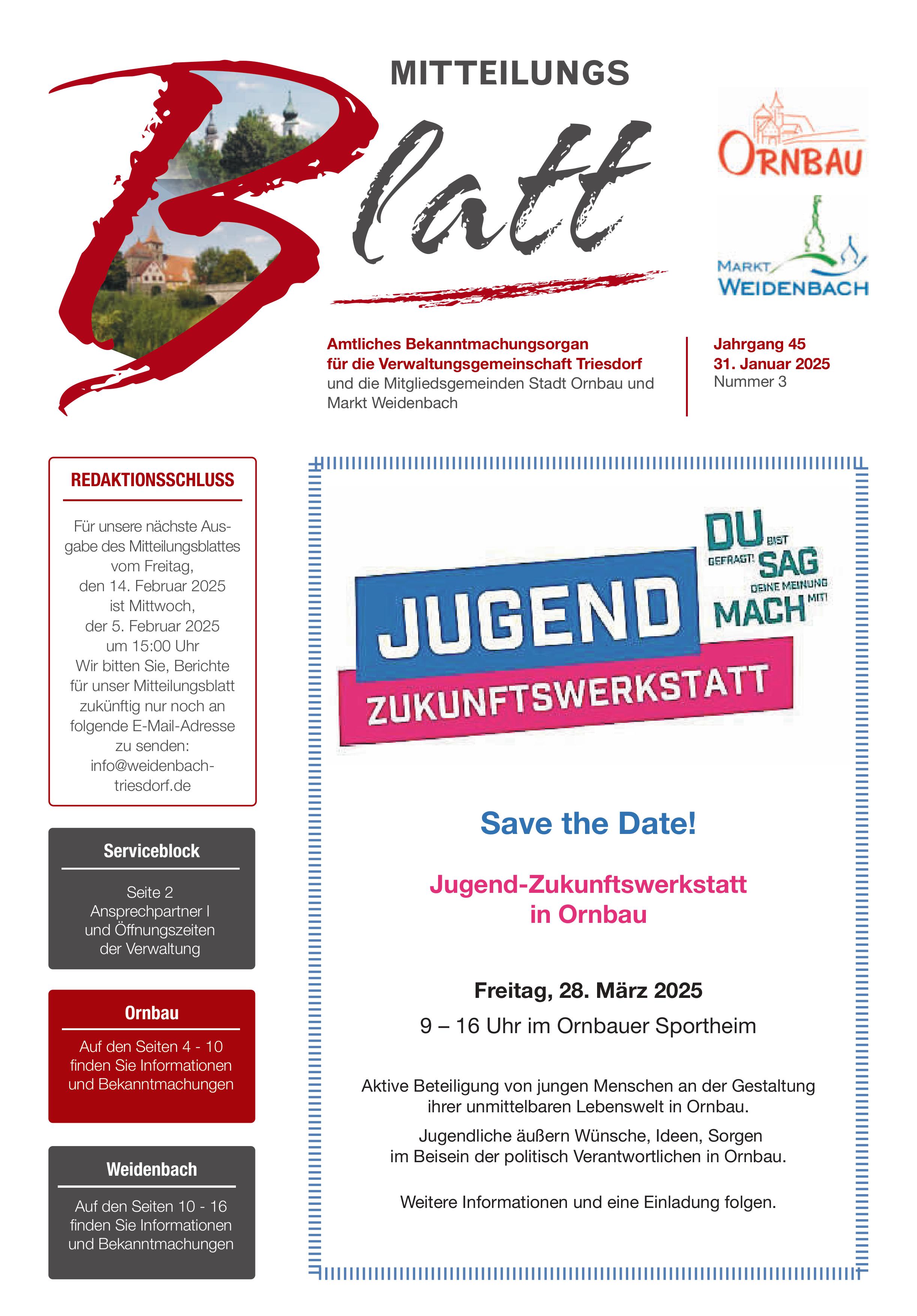 Mitteilungsblatt Nr. 3 vom 31.01.2025