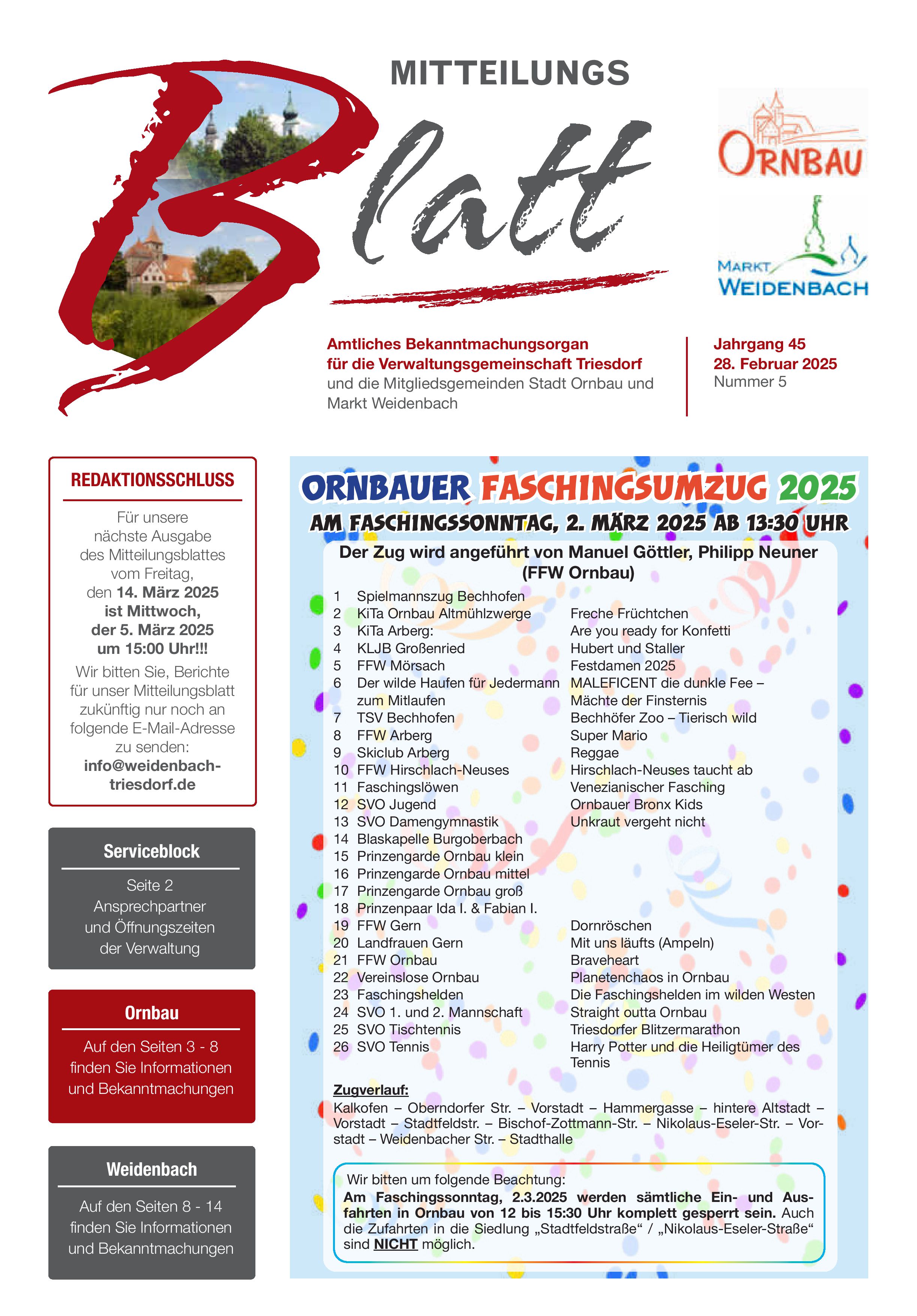 Mitteilungsblatt Nr. 5 vom 28.02.2025