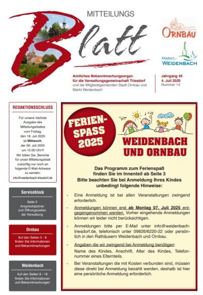 Mitteilungsblatt Nr. 14 vom 04.07.2025