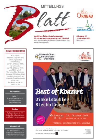 Mitteilungsblatt Nr. 21 vom 10.10.2025