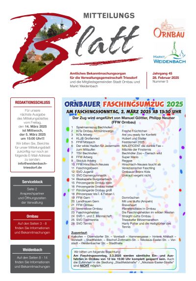 Mitteilungsblatt Nr. 5 vom 28.02.2025