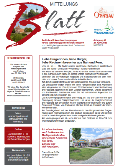 Mitteilungsblatt Nr. 9 vom 24.04.2026