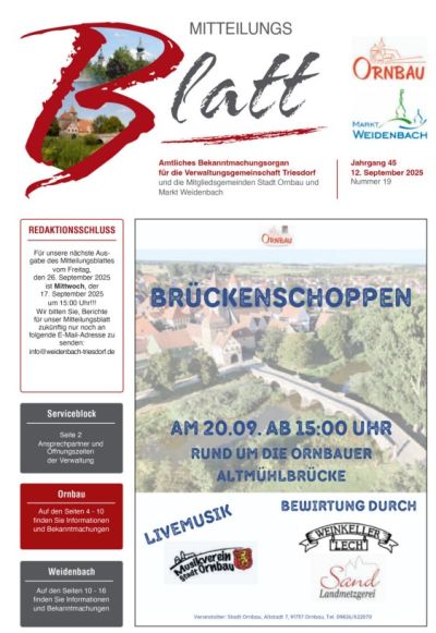 Mitteilungsblatt Nr. 19 vom 12.09.2025