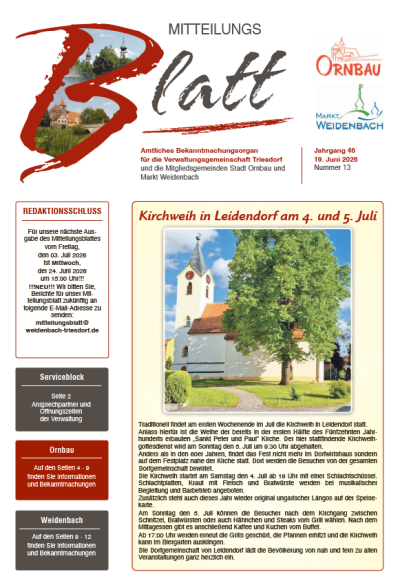 Mitteilungsblatt Nr. 13 vom 19.06.2026