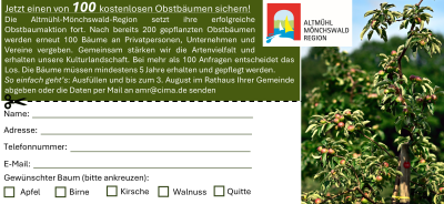 Flyer für die Beantragung eines kostenlosen Obstbaumes