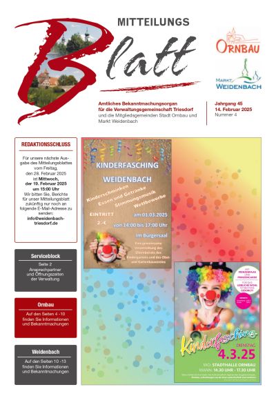 Mitteilungsblatt Nr. 4 vom 14.02.2025