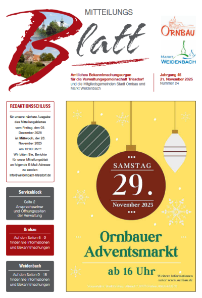 Mitteilungsblatt Nr. 24 vom 21.11.2025